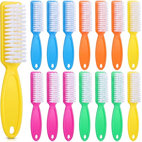 Patelai 15 Pieces Nail Brush Handle Grip for Fingernail Toe Scrub Cleaning | Scrub Design for Manicure Pedicure Care, Mini Tools for Toenail Dirt Removal, Plastic Handles for Comfortable Grip Control - color: Bright Colors