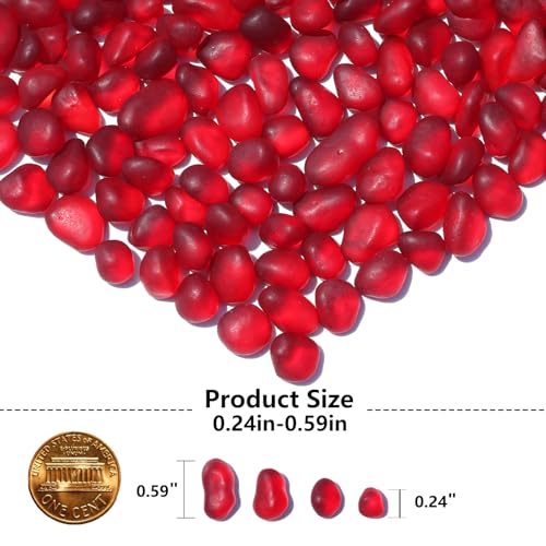 QYGL Sea Glass Stones - 0.55LB Red Frosted Glass Pebbles Gemstones - color: Red