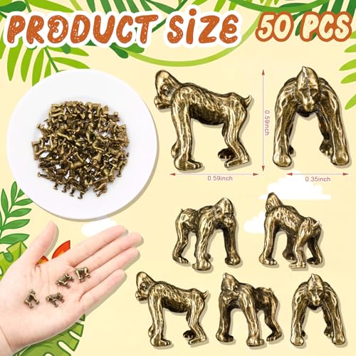 Civaner Mini Brass Figurines, 50 Pcs, Gorilla - style: Gorilla