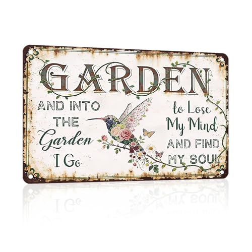 PEACHGARDEN Garden Signs Vintage Metal Sign Into The Garden To Lose My Mind Retro Gardening Poster Yard Wall Art Decor for Patio Greenhouse Backyard Cottage Outdoor 12x16 inch - color: Garden Decor 14, size: 30X40cm(12*16in)