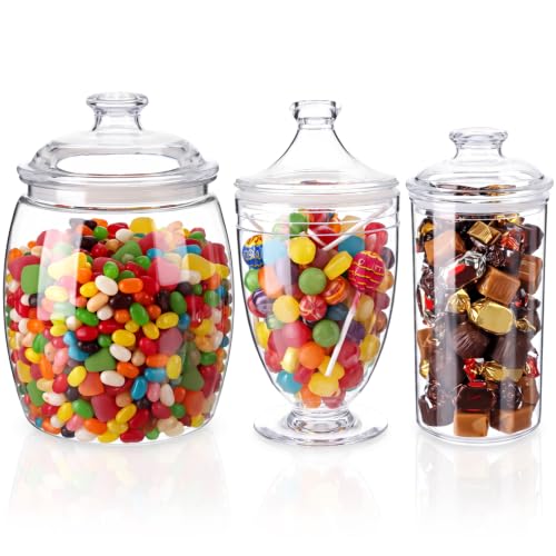 3 Pcs Plastic Apothecary Jars with Lids Decorative Candy - style: Classic Style