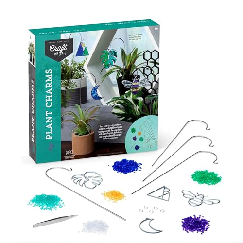 Craft Crush Plant Charms Kit – Makes 4 Suncatcher Charms for Plants – Metal Garden Stakes & Decorative Ornaments for Plant Lovers, Gift, Home Decor, Teens & Adults - DIY Art & Craft Kit - Ages 13+