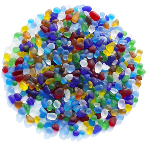 QYGL Sea Glass Stones - 0.55LB Colorful Frosted Glass Pebbles Gemstones - color: Colorful