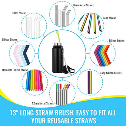 Bottle Cleaning Brush Set - Long Handle Bottle Cleaner for Washing Narrow Neck Beer Bottles, Sports Water Bottles with Straw Brush, Kettle Spout/Lid Cleaner Brushes
