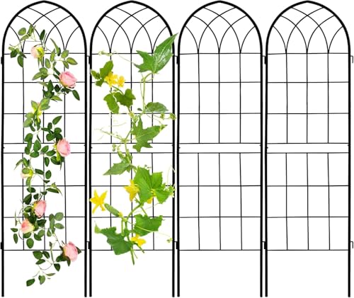71 x 80in Rustic Iron Arch Decoration Garden Trellis with Black Metal Coating – Perfect for Supporting Climbing Plants Outdoor, Roses, Vines, Flowers, and Vegetables. - color: Carbon Black, size: 71"H x 80"W
