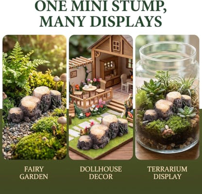 2Pcs Miniature Resin Stump Micro Landscape Fairy Garden Ornament Mini Doll House Outdoor Landscape Decor Outdoor Statues Garden Sculptures Outdoor Décor Miniature Landscape