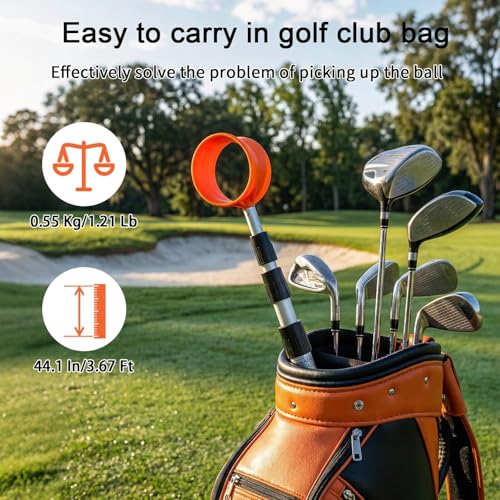 SPEENSUN Golf Ball Retriever, Max 6/9/12/15Ft Lightweight Portable Stainless/Aluminum Alloy Telescopic Golf Ball Grabber for Water, Bushes, Grass and Sand, Golf Accessories Gifts for Men Women - size: 12FT