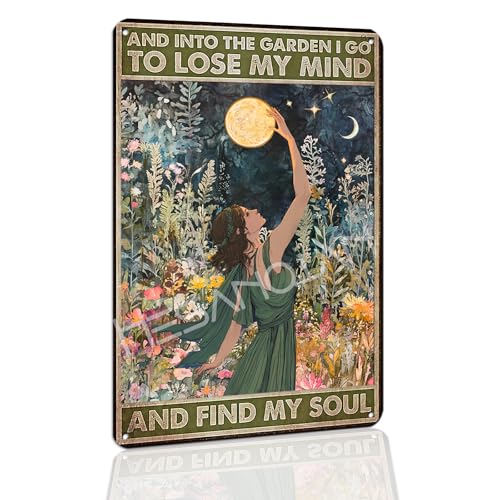 Funny Garden Metal Sign "And Into The Garden I Go..."8 x 12 Inch - color: Garden 1