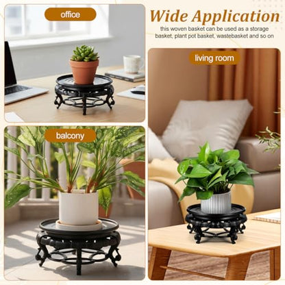 Resin Pedestal Base 9.64 in Round Plant Stand for Vase Fishbowl Flower Pot Bonsai Indoor Outdoor Chinese Display Rack for Living Room Balcony Office Patio Decor
