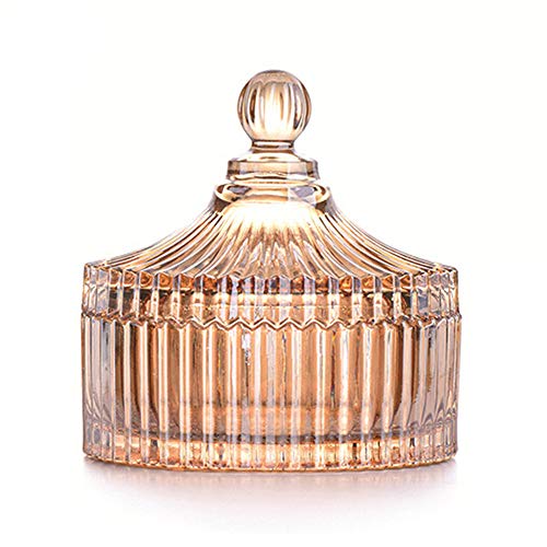 CHOOLD Luxury Colorful Tent Shaped Crystal Candy Jar with Lid,Clear Glass Apothecary Jar Wedding Candy Buffet Jar Food Jar (10oz/24oz) (Amber-L) - color: Amber-L