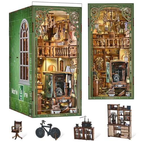 MiniCity Radium Lady DIY Book Nook Kit, 3D Wooden Miniature House with LED - color: The Radium Lady