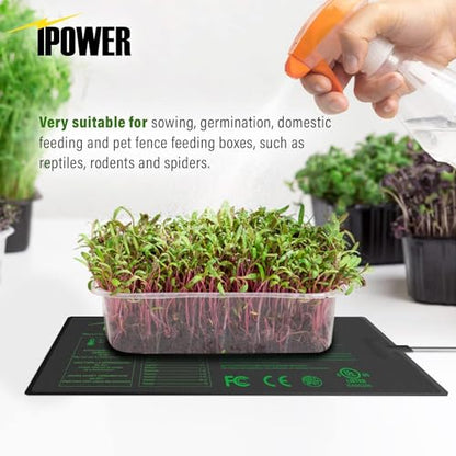 iPower Seeding Heat Mat with Thermostat Temperature Adjustable Knob, Durable Warm Hydroponic Plant Germination Starting Pad - size: 10" x 20.75", style: with Adjustable Knob