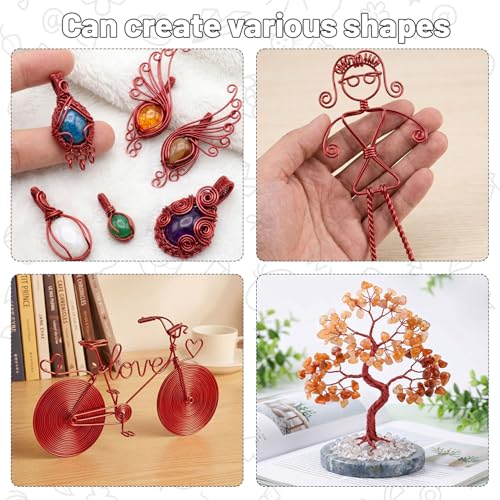 Tenn Well 165ft 18 Gauge Aluminum Craft Wire Red Bendable for Jewelry | Bendable metal wire for sculpting, floral making, wreath making, wire wrapping, Christmas - color: Red