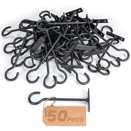 Metal Plant Wall Hooks 50Pack Bulk Hanging Brackets Indoor Black 6In - color: Black, size: 6in&50Pack