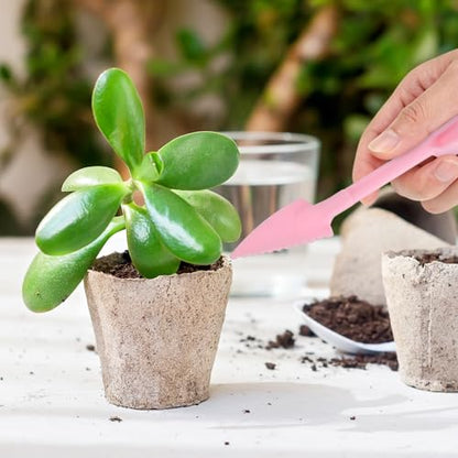 M METERXITY 1-Set Succulent Tools, Plastic 2-in-1 Mini Garden Shovel Hand Succulent Transplanting Tools Garden Shovel Transplant Trowel for Planting/Digging/Aerating/Sowing [Green,Pink] - color: Green,Pink