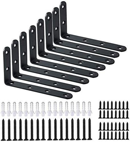 WINKER Corner Brace 12Pcs Shelf Bracket Heavy Duty Black Steel L Corner Brace, Decorative Joint Angle Bracket for Shelf 5 InchX3 Inch Shelves Wall Hanging Bracket with Screws5 InchX3 Inch(12PCS)) - size: 5"Lx3"Wx0.78"W, style: Black-12 Pack