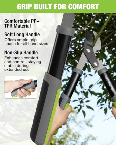 WORKPRO 15-Inch Bypass Loppers, Branch Cutter with Gear System