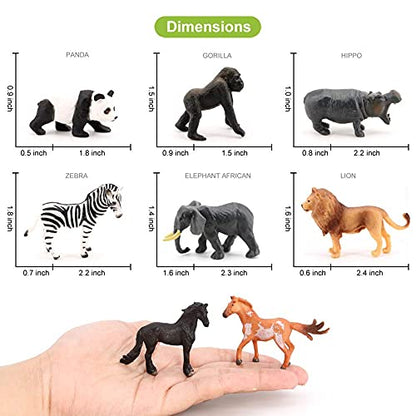 Volnau Mini Safari Animal Toys Figures 12PCS Wild Figurines Miniature for Toddlers Kids Christmas Birthday Gift Plastic Preschool Pack