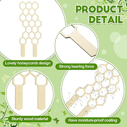 Nuenen 5 Pack Indoor Plant Trellis for Climbing Plants 11.8 Inches Small Garden Wooden Trellis for Potted Plants Honeycomb Shape Trellis Starter Holder for Outdoor Flower Plant Support Accessories