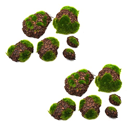 HomeSoGood 12Pcs Artificial Grass Wood Fake Rock Blocks Simulation Green Moss Stones for Mini Garden Decoration Fairy Garden Micro Landscape