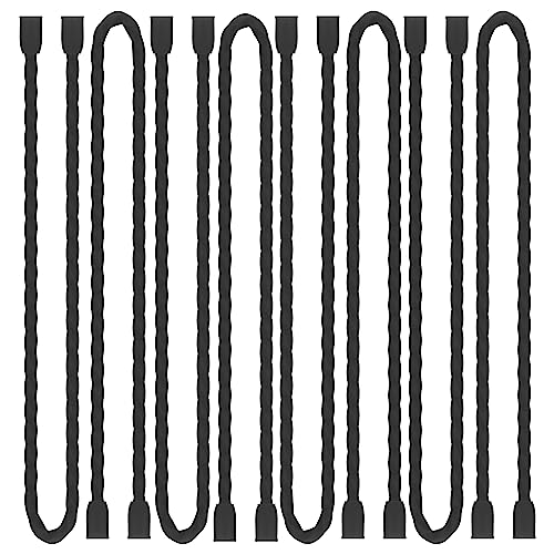 8pcs 12Inch Silicone Cable Ties Reusable Steel-Core Twist Ties Wire Straps - color: Black, size: 12 Inch