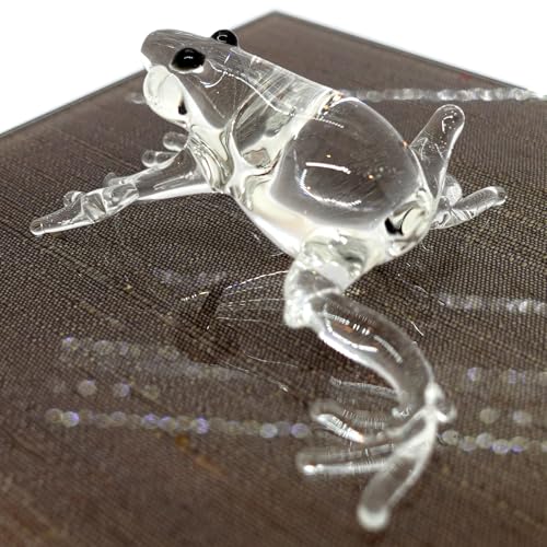 Frog Miniature Tiny Figurines Hand Blown Glass Art Animals Collectible Gift Home Décor (Clear) - color: Clear