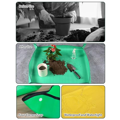 Repotting Mat for Indoor Plant Transplanting Control Mess, Square Planting Tray Soil Change Gardening Mat 14" x 14",Waterproof Portable Planting Potting Tray - style: 14" x 14"