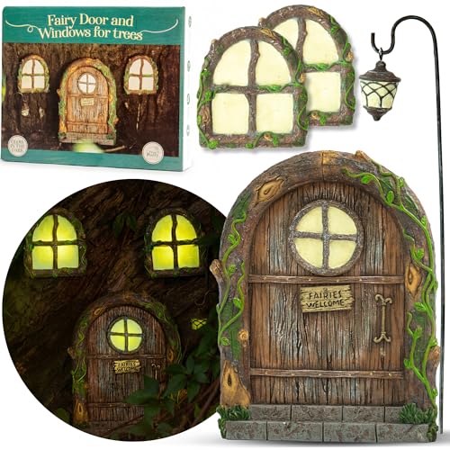 Tree Poetry Fairy Door for Tree Kit – 2 Glow Windows & Lantern