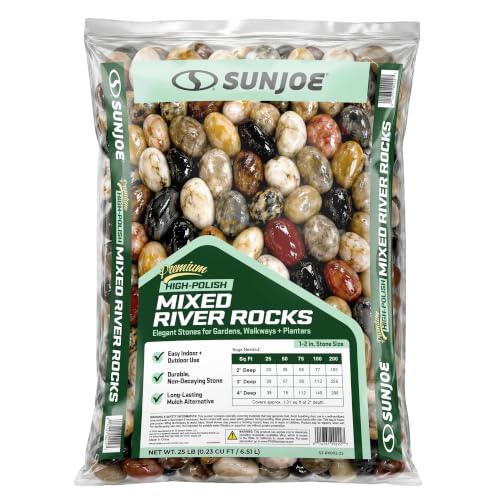 SJ-RK002-25 - Premium High-Polish Mixed Decorative Pebbles, 1-1 in, 25lb Bag - color: High Polished Rocks, size: 25-LB Bag