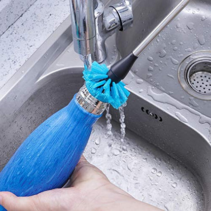 MOSOLAN Stainless Steel Water Bottle Cleaning Scrubbing Brush, 15 in | 2 Pack, Long Handle, Non-Slip, Cleaning Sport Bottles, Baby Bottles, Cups, Coffee Mugs, Glasswares, Wine Decanters, Flask - size: 15 Inch (Pack of 2)