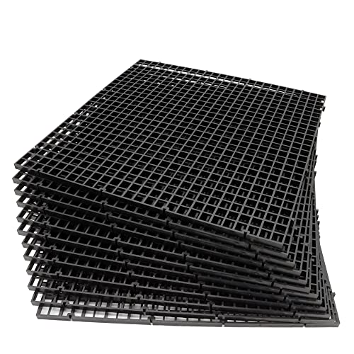 ALEGI 12 Pcs Aquarium Fish Tank Divider Plastic Egg Crate, L - size: L 12pcs Black