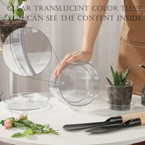 WHJY 4.7 Inch Clear Plastic Nursery Pots with Drainage Holes & Deep Saucer 3 Pack PET Round Planters for Indoor Plants Succulents Flowers Windowsill Gardening - size: 4.7”