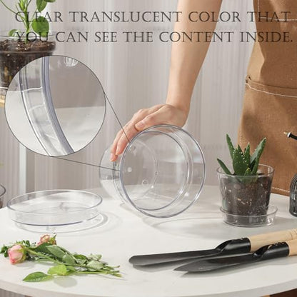 WHJY 5.9 Inch Clear Plastic Nursery Pots with Drainage Holes & Deep Saucer 3 Pack PET Round Planters for Indoor Plants Succulents Flowers Windowsill Gardening - size: 5.9“