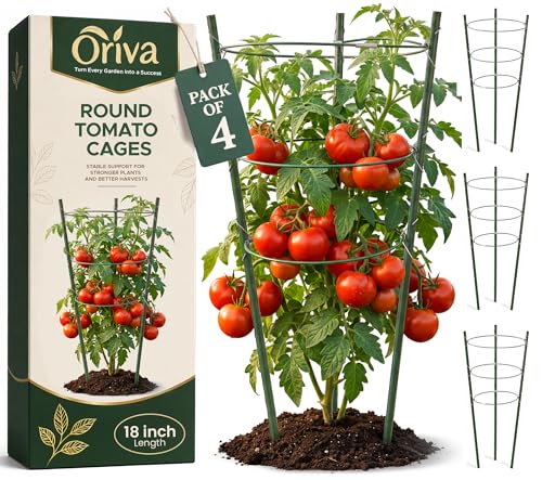 4 pcs 18" Round Tomato Cages for Garden - Metal Small Tomato Cages for Pots