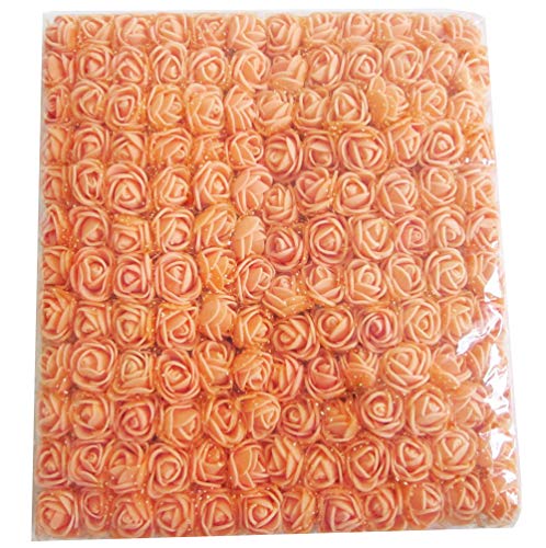 Mini Fake Rose Flower Heads 144pcs Mini Artificial Roses DIY Wedding Flowers Accessories Make Bridal Hair Clips Headbands Dress (Bottom add Gauze) Orange - color: Orange