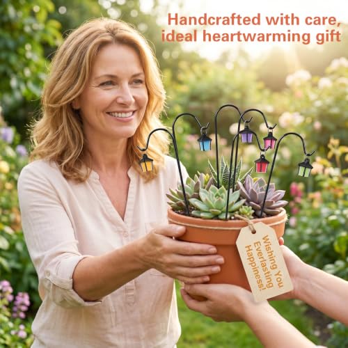 7PCS Miniature Garden Stakes, Dollhouse Lantern Garden Stake | Miniature Street Light Decorative Potted Plant Stake, Garden Fairy Lantern for Pot Micro Landscape Indoor Outdoor Plant Decor