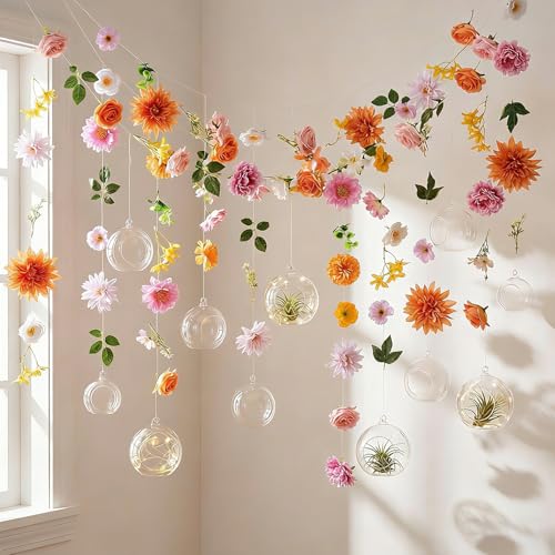GlikCeil 18 Pcs Hanging Glass Globes 3.15" Tealight Holders Garlands | Round Orbs for Wedding Table Centerpiece, Arch Garden Decor, Air Plant Terrariums, Tea Light Display, Event Decoration