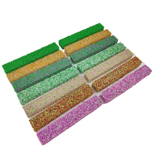 14 Pcs Miniature Shrub Strips, Static Shrub Vegetation Groups for Model Scenery - DIY Railway, Train Diorama, Architecture Building, Garden Landscape (Mixed Colors) - color: Mixed Colors