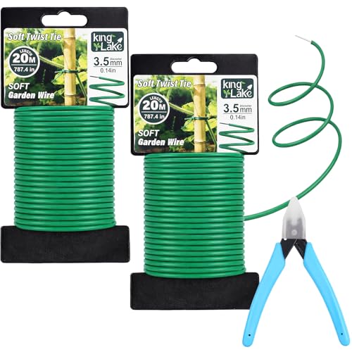 KINGLAKE Green Garden Wire with Pliers - 132 Feet 3.5mm Garden Ties Soft Plant Twist Ties Plant Wire for Climbing Plants Tomatoes Support Vines Vegetables Flowers Indoor & Outdoor Gardening Training - size: 3.5mm x 132ft