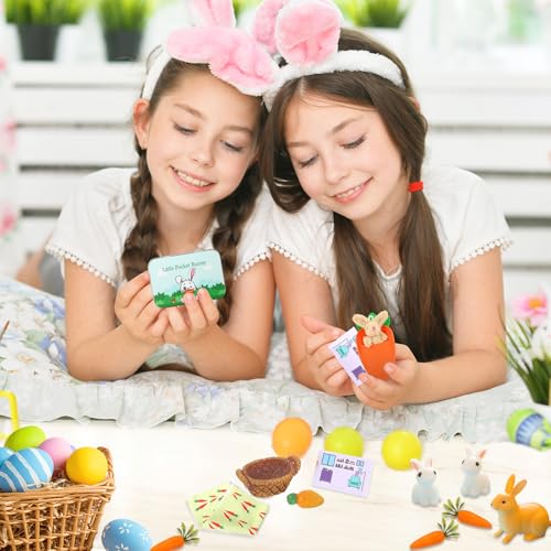 Little Pocket Bunny DIY Pet Adoption Easter Basket Travel Buddy | Little Pocket Bunny collectible in tin box, desk decor gift for office, coworker, Easter gift and animal lovers - style: Bunny