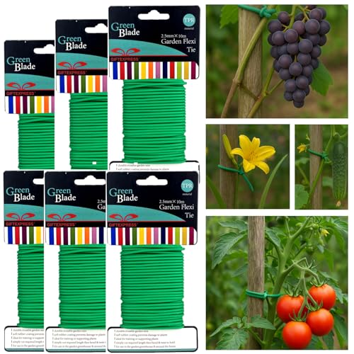 Pack of 6 Garden Soft Wire Tie, 32.8' ea. Garden Plant Tie, Light Duty Flexi Tie, Plant Twist Ties