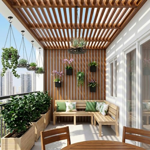 Pumtus 2 Pack Metal Plant Hangers, Iron Hanging Planters for Indoor Outdoor Plants, Adjustable Flower Pot Basket with Chain Hook, Sturdy Plant Shelf Holder for Ceiling Window Gardening Home Decor