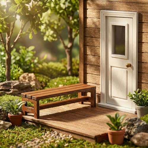 Garneck 3pcs Miniature Wooden Bench Set 1:12 Dollhouse Furniture Bench Mini Simulation Furniture Mini Chair Decor for Fairy Garden and Tabletop Micro Landscape Tiny House Decor