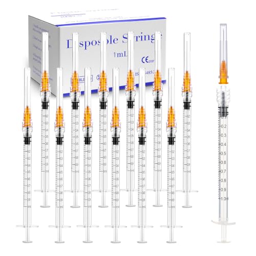 100 Pack 1ml Syringes with 25 Gauge 1 inch, Sterile Luer Lock Lab Syringes for Scientific Measuring and Refilling, Individual Package - color: 100 Pack, size: 1ml 25Ga 1"(Luer Lock)
