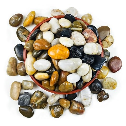 15 LB Mixed River Rocks 1–2 Inch for Planters, Landscaping & Aquariums - color: Mixed Color, size: 15 Pounds