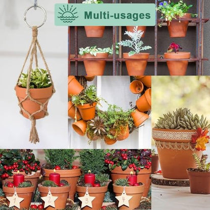 vensovo 4 Inch Terracotta Plant Pots with Saucer - 6 Pack Clay Flower Pots with Drainage, Great for Plants, Crafts, Wedding Favor - color: Brown