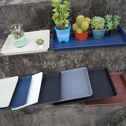 VUWEZ Rectangle Plant Tray, Plant Drip Tray, Plant Pot Saucers, Plant Germination Trays, Plant Saucers, 14.5'' x 11'' x 1.5'' (2 pack), Creamy White - color: Creamy White, size: 14.5'' x 11'' x 1.5'' (2 pack)