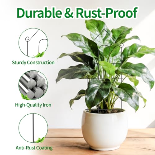 32" Plant Trellis, 6 Pack Metal Garden Trellis for Potted Plants Indoor/Outdoor, Rust-Proof Sturdy Steel Trellis for Climbing Plants, Monstera, Tomatoes, Cucumbers - size: 6Pack -32 inch house shape