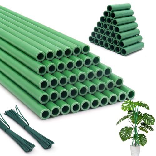 Garden Stakes 17Inch 40Pcs HOUNANG Adjustable Length Plant Support Stakes | DIY 4ft 5ft6ft7ft 8ft Fiberglass Plant Stakes for Gardening with28Connectors 100Ties for Indoor OutdoorPlant,Tomato,Vegetable - size: 17inch 40pcs