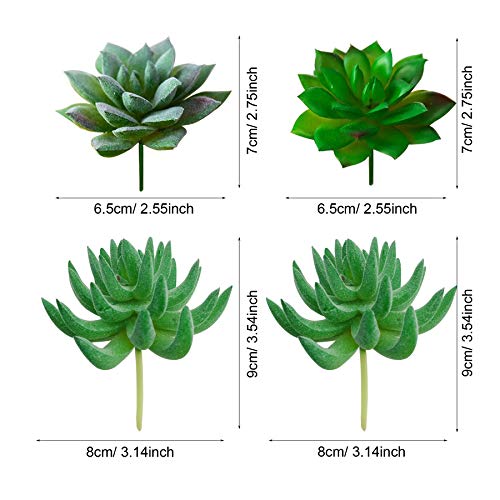 Woohome 24 PCS Artificial Moss Rocks Decorative and Artificial Succulent Plants Set, 20 PCS Fake Moss Decor and 4 PCS Green Fake Succulent for Floral Arrangements, Fairy Gardens and Crafting